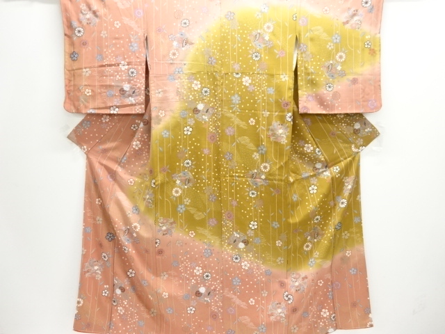 JAPANESE KIMONO / TSUKESAGE HOMONGI / FLORAL PLANTS